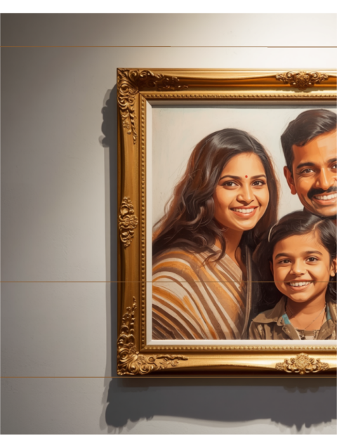Oil Painting Portrait - Tamil Family